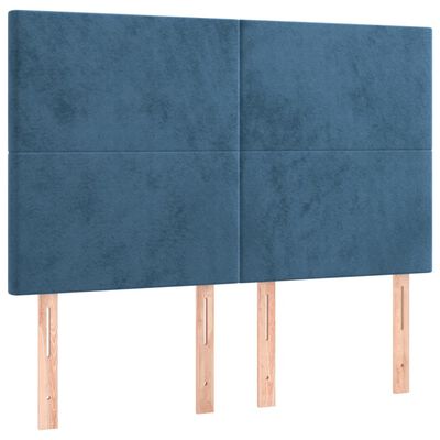 vidaXL Boxspring met matras fluweel donkerblauw 140x190 cm