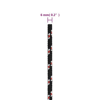 vidaXL Boot touw 6 mm 50 m polypropyleen zwart