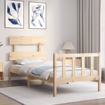 vidaXL Bedframe met hoofdbord massief hout 100x200 cm