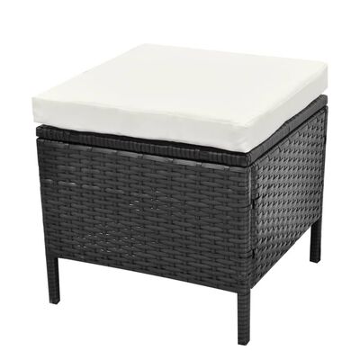 vidaXL 4-delige Loungeset met kussens poly rattan zwart