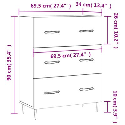 vidaXL Dressoir 69,5x34x90 cm bewerkt hout sonoma eikenkleurig