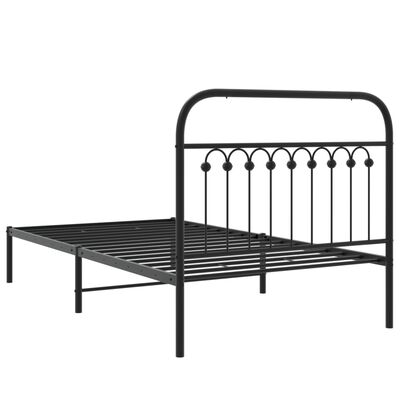 vidaXL Bedframe met hoofdbord metaal zwart 100x200 cm