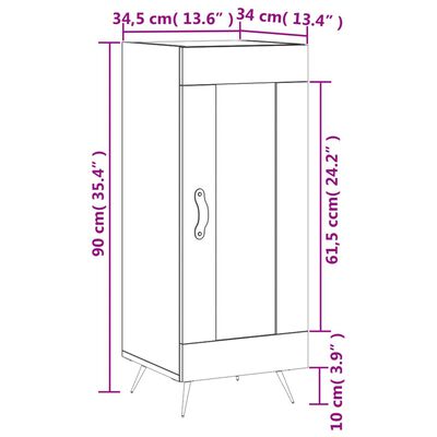 vidaXL Dressoir 34,5x34x90 cm bewerkt hout grijs sonoma eikenkleurig