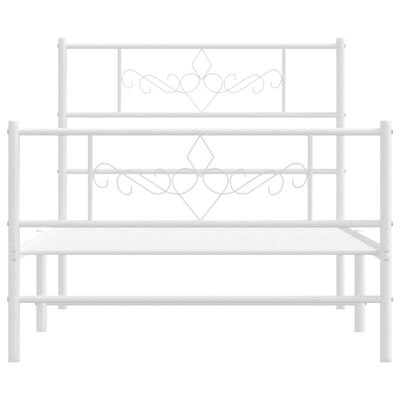 vidaXL Bedframe met hoofd- en voeteneinde metaal wit 90x200 cm