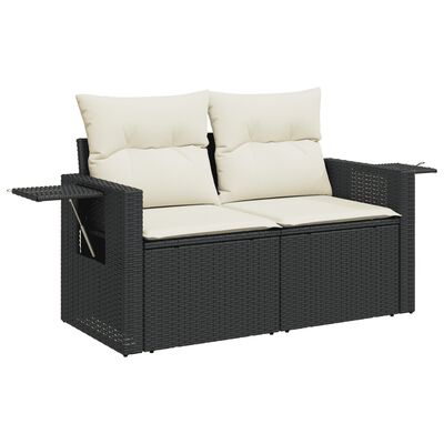 vidaXL 12-delige Loungeset met kussens poly rattan zwart