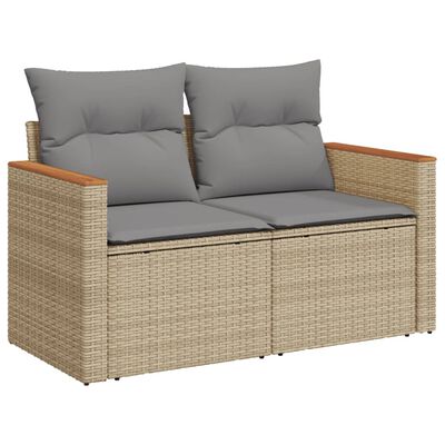 vidaXL 13-delige Loungeset met kussens poly rattan gemengd beige