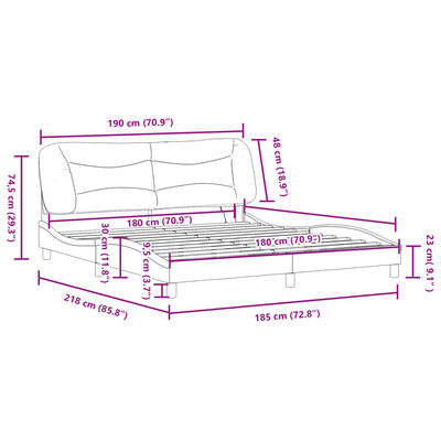 vidaXL Bedframe met LED-verlichting stof zwart 180x200 cm