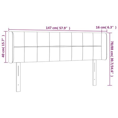 vidaXL Hoofdbord LED 147x16x78/88 cm fluweel zwart