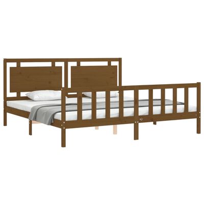 vidaXL Bedframe met hoofdbord massief hout honingbruin 200x200 cm