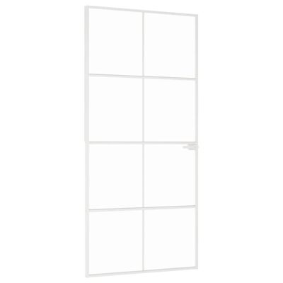 vidaXL Binnendeur 93x201,5 cm gehard glas en aluminium smal wit