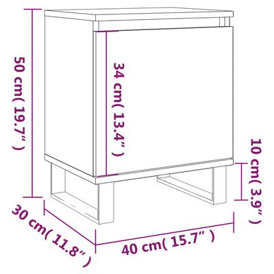 vidaXL Nachtkastjes 2 st 40x30x50 cm bewerkt hout sonoma eikenkleurig