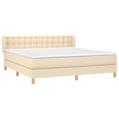 vidaXL Boxspring met matras stof crèmekleurig 160x200 cm