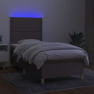 vidaXL Boxspring met matras en LED stof taupe 80x200 cm