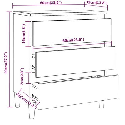 vidaXL Dressoir 60x35x69 cm bewerkt hout bruin eikenkleur