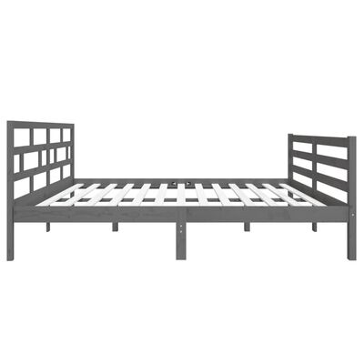 vidaXL Bedframe massief grenenhout grijs 140x190 cm