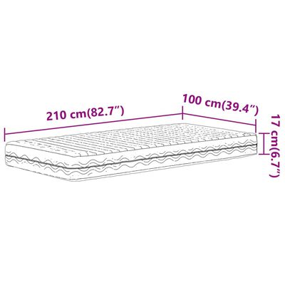 vidaXL Schuimmatras hardheid H2 H3 100x210 cm wit