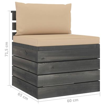 vidaXL 2-delige Loungeset met kussens pallet massief grenenhout