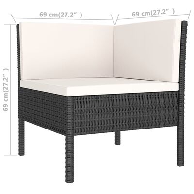 vidaXL 12-delige Loungeset met kussens poly rattan zwart