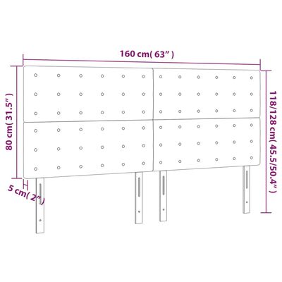 vidaXL Hoofdborden 4 st 80x5x78/88 cm stof lichtgrijs