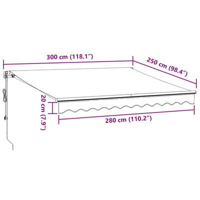 vidaXL Luifel automatisch uittrekbaar met LED's 300x250 cm bordeaux