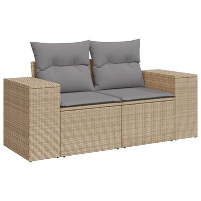 vidaXL 7-delige Loungeset met kussens poly rattan beige