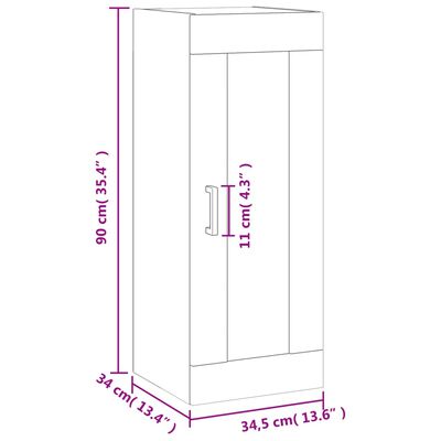 vidaXL Hangkast 34,5x34x90 cm grijs sonoma eikenkleurig