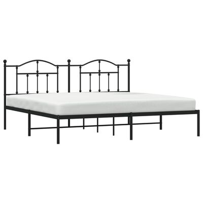 vidaXL Bedframe met hoofdbord metaal zwart 200x200 cm