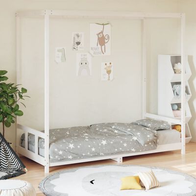 vidaXL Kinderbedframe 90x200 cm massief grenenhout wit