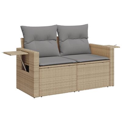 vidaXL 10-delige Loungeset met kussens poly rattan beige