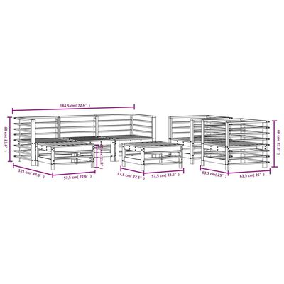 vidaXL 7-delige Loungeset massief grenenhout wit