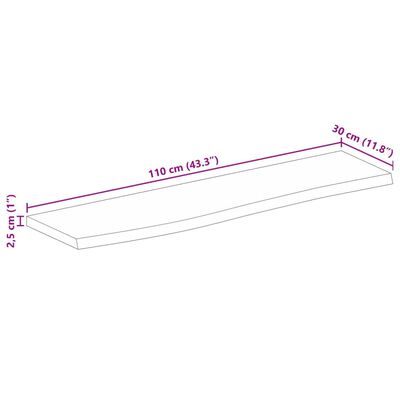 vidaXL Tafelblad met natuurlijke rand 110x30x2,5 cm massief mangohout