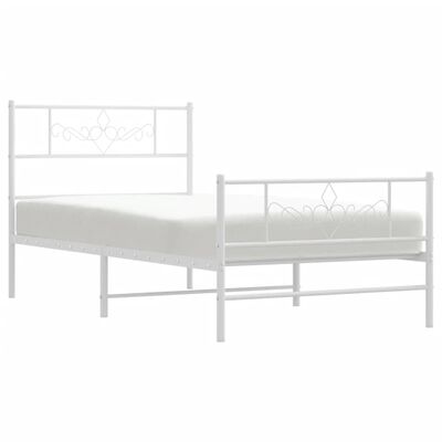 vidaXL Bedframe met hoofd- en voeteneinde metaal wit 100x190 cm