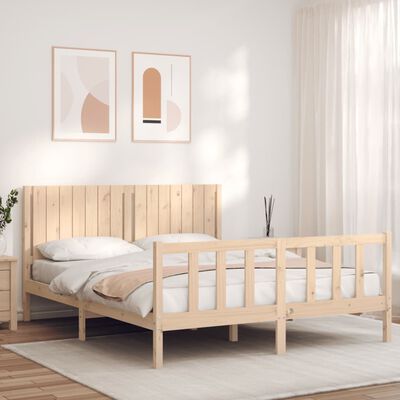 vidaXL Bedframe met hoofdbord massief hout 160x200 cm