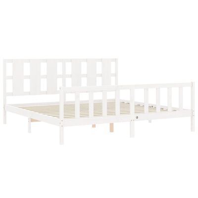 vidaXL Bedframe met hoofdbord massief hout wit 180x200 cm