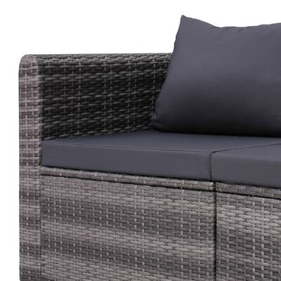 vidaXL 10-delige Loungeset met kussens poly rattan grijs