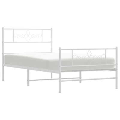 vidaXL Bedframe met hoofd- en voeteneinde metaal wit 90x200 cm