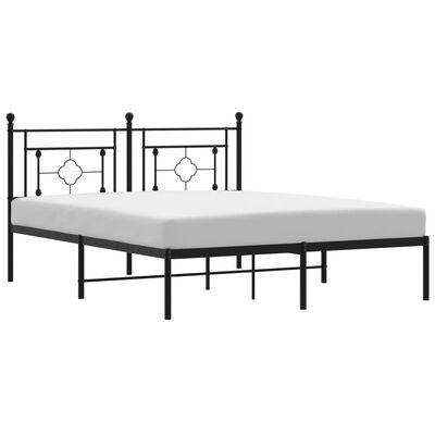 vidaXL Bedframe met hoofdbord metaal zwart 160x200 cm