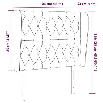 vidaXL Hoofdbord met randen 103x23x118/128 cm stof zwart