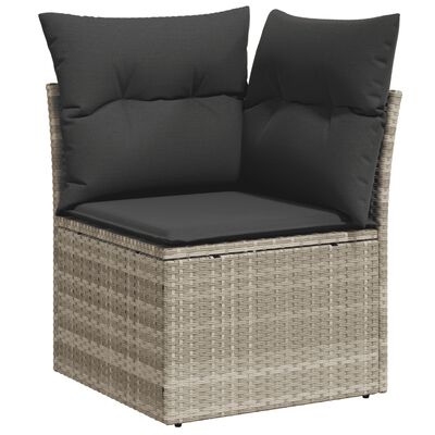 vidaXL 10-delige Loungeset met kussens poly rattan lichtgrijs