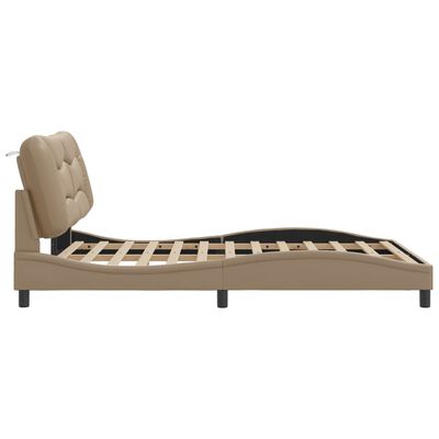 vidaXL Bedframe met hoofdbord kunstleer cappucinnokleurig 140x190 cm