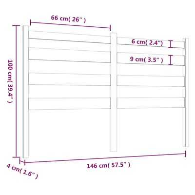 vidaXL Hoofdbord 146x4x100 cm massief grenenhout