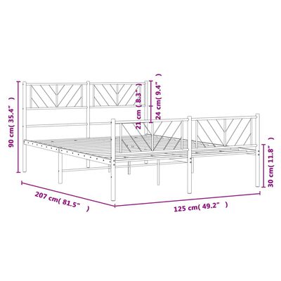 vidaXL Bedframe met hoofd- en voeteneinde metaal zwart 120x200 cm