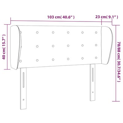 vidaXL Hoofdbord met randen 103x23x78/88 cm fluweel donkergrijs