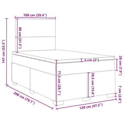 vidaXL Boxspring met matras fluweel blauw 120x200 cm