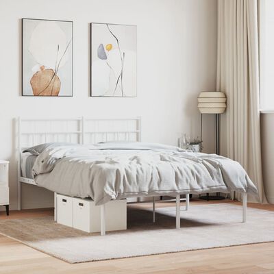 vidaXL Bedframe met hoofdbord metaal wit 140x190 cm