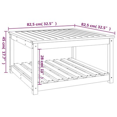 vidaXL Tuintafel 82,5x82,5x45 cm massief grenenhout