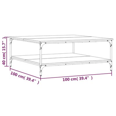 vidaXL Salontafel 100x100x40 cm bewerkt hout zwart