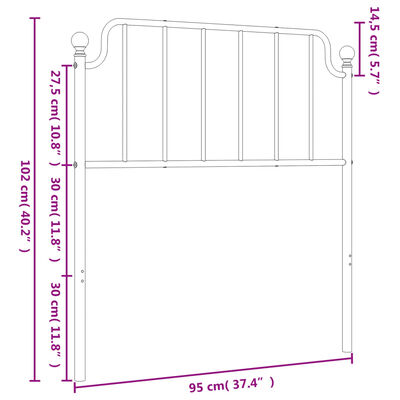 vidaXL Hoofdbord 90 cm metaal wit