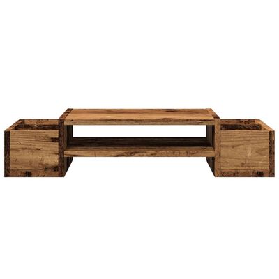 vidaXL Monitorstandaard met opbergruimte 70x27x15 cm hout oud hout