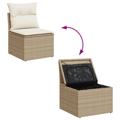 vidaXL 7-delige Loungeset met kussens poly rattan beige